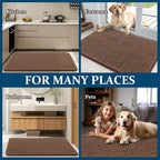 OLANLY Dog Door Mat for Muddy Paws 36x24, Absorbs Moisture and Dirt, Absorbent Non-Slip Washable Doormat, Quick Dry Chenille Mud Mat for Dogs, Entry Indoor Entryway Carpet for Inside Floor, Mocha