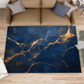 4x6 Abstract Marble Cafe Rug - Dark-Blue-Marble Rugs for Bedroom Aesthetic, Luxury Stone Pattern Soft Comfortable Non-Slip for Offie Bedroom Study Boy Girl Room Hotel Dorm