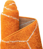 Unique Loom Trellis Frieze Collection Area Rug - Geometric (5' 1" Round, Orange/ Ivory)