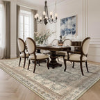 Large 8x10 Washable Area Rug for Living Room, No Shedding Vintage Floral Print Rugs Non Slip, Indoor Foldable Thin Retro Accent Carpet for Bedroom Farmhouse Dining Room Beige/Pink/Orange