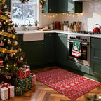 Lahome Christmas Door Mat 2x3 Red Entryway Rug Small Washable Area Rugs Non-Slip Indoor Entry Carpet Throw Soft Bathroom Mat, Snowflake Home Xmas Holiday Decor Thin Floor Doormat Carpet for Bedside