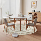 Easy-Going Round Rug 5ft Area Rug Washable Boho Neutral Circle Rugs for Living Room Non-Slip Bedroom Rug Low Pile Lightweight Floral Brown Print Vintage Throw Rug for Dining Room Kitchen Home Office