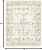 7x9 Area Rugs for Living Room,Thin Washable Rug, Non-Slip Foldable Area Rug for Bedroom, Dining Room, Home Office, Cream