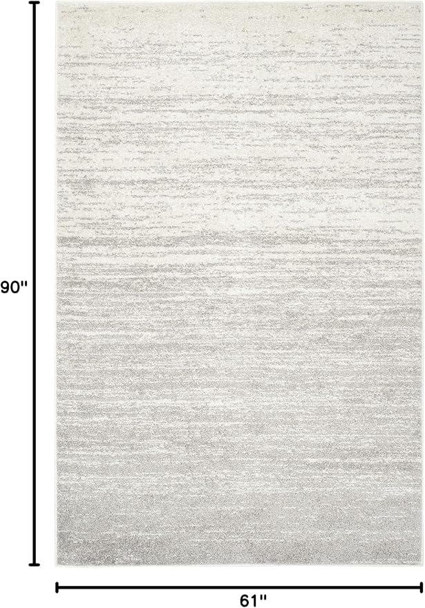 SAFAVIEH Adirondack Collection Area Rug - 5'1" x 7'6", Ivory & Silver, Modern Ombre Design, Non Shedding & Easy to Clean, Ideal for Living Room, Bedroom, Office, Dining Space (ADR113B)
