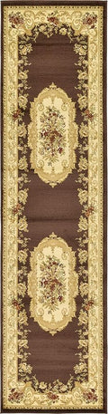 Unique Loom Versailles Collection Traditional Classic Floral Motif Area Rug (2' 7 x 10' 0 Runner, Brown/ Ivory)
