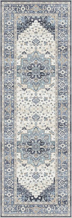 Dripex Runner Rug-2x8 Washable Distressed Hallway Runner Oriental Medallion Carpet Non-Slip Stain-Resistant Kitchen Mat Foldable Thin Accent Rug for Entrance Living Room Bedroom