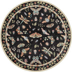 Lahome Insect Washable Round Area Rug, Soft Round Rugs 6ft Ultra-Thin Non-Slip, Boho Large Circle Carpet for Bedroom Living Room Kitchen Nursery, Black