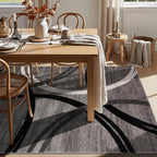 Rugshop Wavy Circles Design Area Rug, Fade-Resistant Carpet for Living Room, Dining Room, or Bedroom, Gray, 5'3" x 7'3"