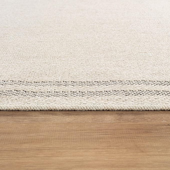 Easy Jute Rugs 2x3 Bordered Bone Color Living Room Indoor Outdoor Door Mat for Patio and Kitchen Rug High Traffic Washable Easy to Clean Solid Boho Woven Design Outside Carpet (2 x 3)