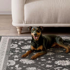 EVERGRACE Area Rugs for Living Room 3x5, Boho Floral Faux Wool Indoor Outdoor Rugs, Washable Rugs for Bedroom Entryway Dining Room Hallyway, Low Pile Floor Mat Carpet for Home Decor, Ebony Black