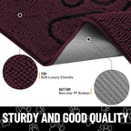 Smiry Dog Door Mat for Muddy Paws, Absorbent Dirt Trapper Non Slip Quick Dry Washable Chenille Mat for Mud Dogs, Entry Rug for Indoor and Outdoor (36x24 Inches, Russet and Black)