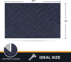 PURRUGS Dirt Trapping Door Mat 32" x 47", Non-Slip Machine Washable Entry Rug, Shoe Scraper, Dog Doormat, Super Absorbent Welcome Mat for Front & Back Door, Muddy Wet Shoes & Paws, Navy Blue