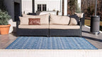 Unique Loom Outdoor Trellis Collection Area Rug - Tribal Trellis (6' 1" x 9' Rectangle, Blue/ Ivory)