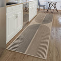 Easy Jute Rainbow Runner Rug, 2.6x8 Washable Rugs Runner for Hallway Non-Slip Boho Farmhouse Kitchen Runner Rug, Modern Abstract Indoor Outdoor Carpet for Porch Laundry Entryway
