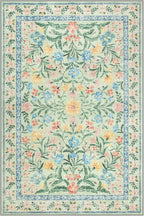 Lahome Sage Green 6x9 Bedroom Rugs, Boho Washable Rugs for Living Room, Soft Wool Carpet for Nursery, Vintage Low Pile Carpet for Kids Playroom Girls, Tea Green
