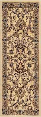 Unique Loom Sialk Hill Collection Area Rug - Washington (2' 2" x 6' 1" Runner Ivory/Black)