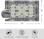 Area Rug Non Slip Machine Washable Ultra Soft Living Room/Bedroom/Kitchen/Outdoor/Classroom White Gray, 2'×3'