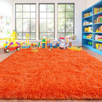 Area Rugs for Living Room, Soft Shaggy Carpets for Living Room, Fuzzy Rugs for Kids' Room, Perfect Decor for Modern Home Orange 9x12 Feet