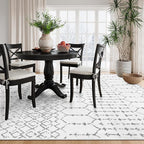 Lahome Moroccan Machine Washable Rugs - 6x9 Rug for Living Room Non-Slip Large Area Rug Lightweight Throw Non-Shed Dining Room Rug, Geometric Print White Soft Floor Carpet for Bedroom Classroom Office