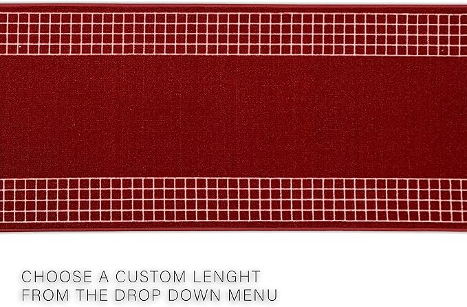 Custom Made Runner Rug for Kitchen Foyer Hallway Entry Choose Your Length 31 Inch Wide Geometric Checkered Design Red Color (23 feet x 31 Inch)