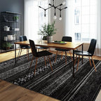 BESTSWEETIE 6x9 Area Rugs for Living Room Washable Moroccan Farmhouse Neutral Geometric Low Pile Non-Slip Soft Print Pattern Rug for Bedroom Kitchen Dining Room Entryway Black/White