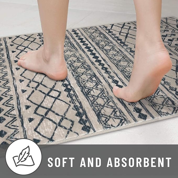 KUTA 3x5 Rugs for Entryway Boho Area Rug for Living Room, Moroccan Brown Black Washable Rugs Non Slip, Ultra Soft Print Distressed Geometric Low-Pile Entry Throw Carpet for Bedroom Nursery Dorm Decor