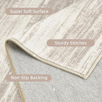 PADOOR Modern Abstract Runner Rug - 2.6x8 Washable Hallway Rugs, Ultra Soft Non-Slip Low Pile Floor Rugs for Hallway Entryway Kitchen Bedroom Bedside Laundry Room Brown