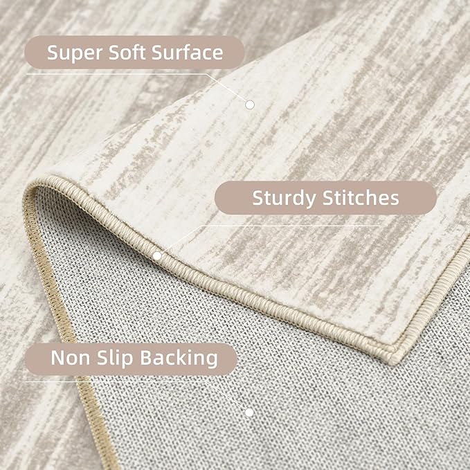 PADOOR Modern Abstract Entryway Rug - 2x3 Washable Rugs Non-Slip Door Mat, Ultra Soft Low Pile Floor Rugs Doormat for Entrance Front Door Indoor Brown
