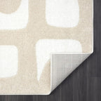 Abani Nuevo Collection Area Rug - Modern Geometric Beige/Cream Design - 4'x6' - Easy to Clean - Durable for Kids and Pets - Non-Shedding - Medium Pile - Soft Feel - for Living Room, Bedroom & Office