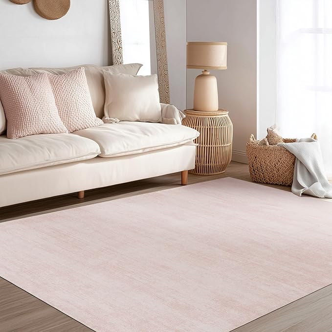Large Area Rug for Bedroom,Washable Abstract Boho Rugs for Living Room 9x12,Pink