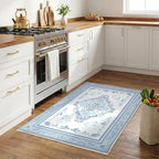 SOULFUL Medium Pile 2x3 Entryway Rug - Soft Foot Feel Small Area Rug - Mist Blue Boho Floral - Washable Non-Slip - Perfect for Hallway Kitchen Bedroom Bathroom Indoor Entrance