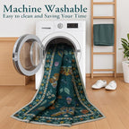 Lahome Insect Washable Round Area Rug, Soft Round Rugs 6ft Ultra-Thin Non-Slip, Boho Large Circle Carpet for Bedroom Living Room Kitchen Nursery, Dark Green