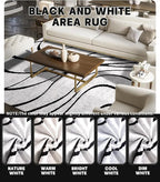 YIHOUSE Modern Area Rugs for Bedroom,5x7 Washable Black and White Rug, Thin Abstract Geometric Minimalist Striped Rug, Black Rugs for Bedroom,Kitchen,Dining Room Office