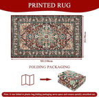 U'Artlines Boho Vintage Area Rug 3x5 Machine Washable Low Pile Ultra-Thin Soft Floor Carpet Non Slip Non Shedding Accent Rug for Living Room Bedroom Entryway Dining Room Office Rust＆Teal