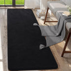 AROGAN 2x8 Feet Shag Runner Rug for Hallways, Washable Rugs with Memory Foam for Bedroom, Entryway Indoor Fluffy Throw Rug for Bedside Living Room Kids Girls Nursery Dorm Room Decor, Black
