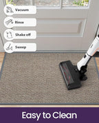 DEXI Ultra Thin Entryway Door Mat 17x30, Non Slip Rubber Backing Inside Entry Mat, Low Profile Easy Clean Dirt Trapper Doormat for Inside Entrance Patio, Grey