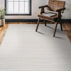 CAMILSON Micro Loop Rug 4x6 Modern Luxury Geometric Pattern Area Rugs Soft High and Low Pile Stain Resistant Easy-Cleaning Non-Shedding for Living Room Office Indoor Carpet (4 x 6 / White)