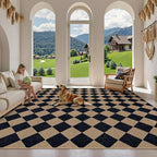 Lahome Checkered Easy Jute Carpet, Washable 8x10 Rugs for Living Room Outdoor Patio Rugs, Farmhouse Neutral Non Slip Stain Resistance Floor Carpet for Office Backyard Sunroom