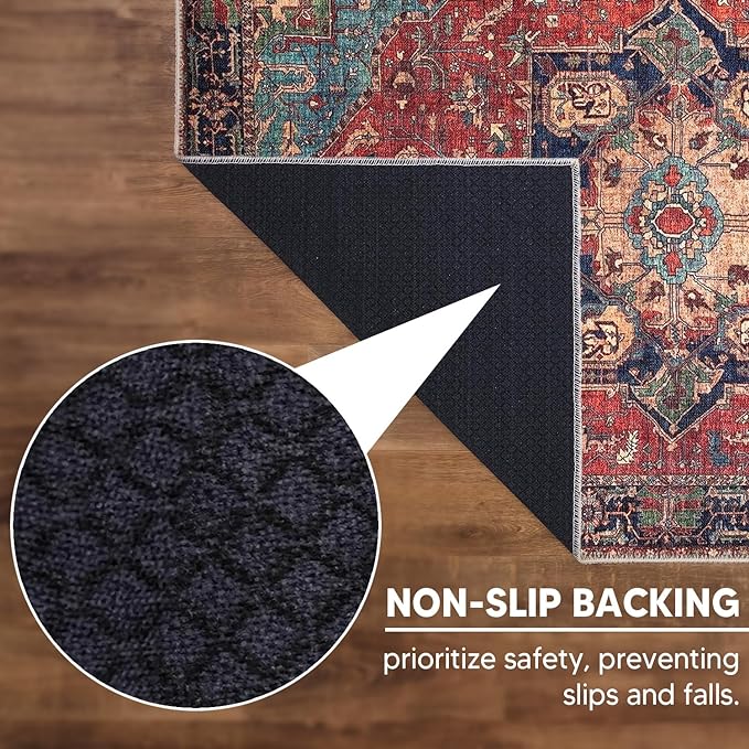 Keen Home Design 2x3 Rug - Machine Washable Entry Rug with Non-Slip Backing, Ideal for Enteryway, Kitchen, Bathroom, Laundry Room - Vintage, Easy Clean, Durable, Low Pile Rug - (2' x 3')