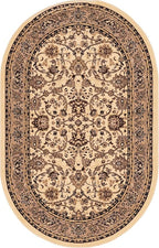 Unique Loom Sialk Hill Collection Area Rug - Washington (5' 3" x 8' Oval Ivory/Black)