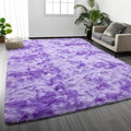 Large Shag Area Rugs 5 x 8, Tie-Dyed Plush Fuzzy Rugs for Living Room, Ultra Soft Fluffy Furry Rug for Bedroom, Indoor Carpet Nursery Rugs for Kids Room Home Decor, Purple