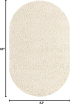Unique Loom Solid Shag Collection Area Rug (5' 3" x 8' Oval, Snow White)