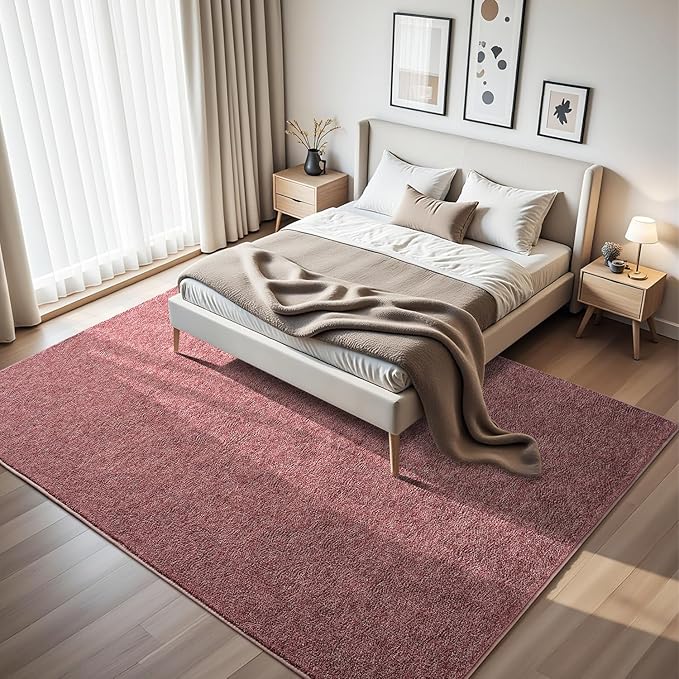 HQAYW 4x6 Area Rugs for Living Room Bedroom, Modern Thickened Memory Foam Soft Rug, Indoor Low Pile Minimalist Washable Non Slip Carpets for Kids Girls Boys Nursery Dorm Home Decor, Dark Red