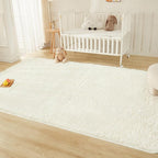 Andency Cream Soft Area Rugs for Living Room Bedroom, 4x6 Fluffy Shaggy Bedside Rug, Non-Slip Large Shag Fuzzy Plush Carpets for Bedroom Kids Dorm Nursery Home Decor Aesthetic