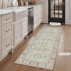 Bavni 2'6''x6 Rug Runners for Hallways, Washable Runner Rug Non Slip, Vintage Floral Print Style Rugs for Bedroom-Lightweight Low Pile Carpet for Hallways Bathroom, Pink