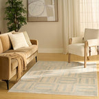 Nourison Home Nordic Ivory Blue 4' x 6' Area Rug - Easy Clean, Non Shedding, Bed Room, Living Room, Dining Room, Kitchen (4' x 6')