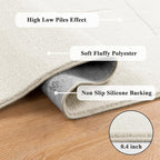 SHACOS Soft Cozy Fluffy Abstract Geometric High Low Pile Runner Rugs 2'x6' Non Slip Washable Scandinavian Minimalist Rug Modern Carpet Runner for Living Room Bedroom Bathroom Hallway, Cream