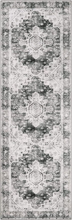 Moynesa Ultra-Thin Washable Runner Rug 2x7 for Hallway Non-Slip, Grey Kitchen Runner Rugs with Rubber Backing, Long Non Shedding Low Pile Bedroom Bedside Carpet for Bathroom Laundry Living Room