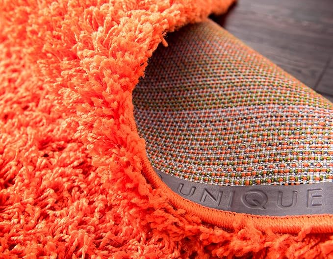 Unique Loom Solid Shag Collection Area Rug (7' 1" x 10' Rectangle, Tiger Orange)