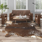 AROGAN Western Decor Faux Fur Cowhide Rug, 5.2x6.3 Feet Premium Animal Skin Cow Hide Rug, Sturdy Cow Print Rugs for Wall Decor, Western Floor Carpet for Bedroom Living Room, Spotted Brown